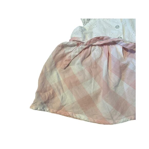 Rare Editions Girls 12M Pink and White Gingham Flower Embroidery Summer Dress - Picture 8 of 12